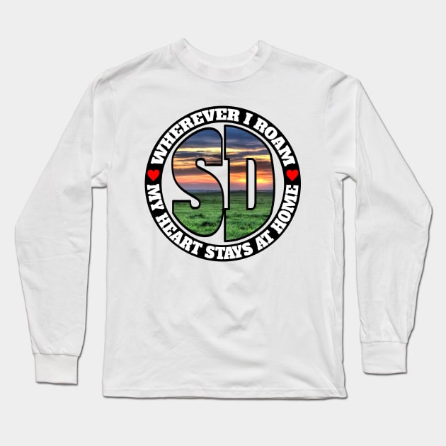 Heart Stays Home - South Dakota Long Sleeve T-Shirt by DonDota